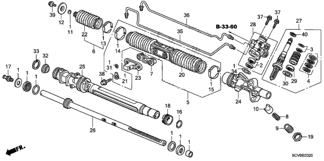 2011 Honda Element P.S. Gear Box Components Diagram