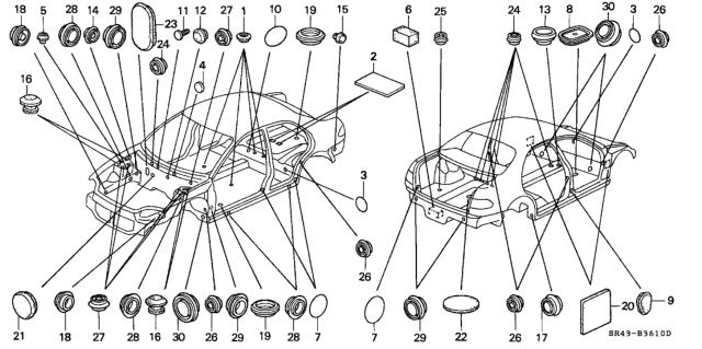 1995 Honda Civic Cushion, Spare Tire Diagram for 74691-SR4-A00