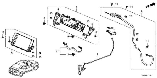 2020 Honda Civic Navigation System - GPS Antenna Diagram