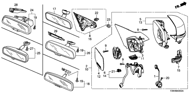 2017 Honda Accord Hybrid Mirror Assembly (Mandarin Gold Metallic) Diagram for 76200-T2G-A61ZK