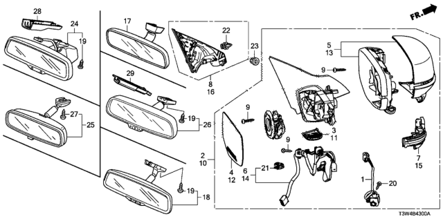 2017 Honda Accord Hybrid Cover R *B578M* Diagram for 76202-T2F-A11ZY