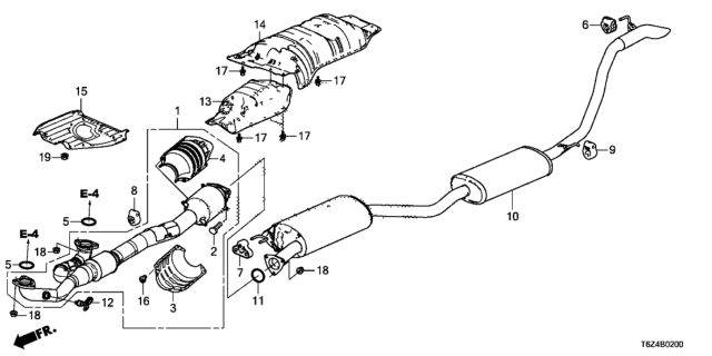 2017 Honda Ridgeline Exhaust Pipe - Muffler Diagram