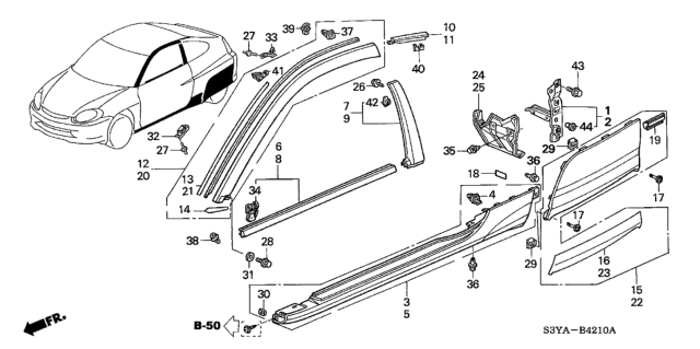 2004 Honda Insight Garnish Assy., R. Side Sill *B523P* (ROYAL NAVY BLUE PEARL) Diagram for 71800-S3Y-000ZK