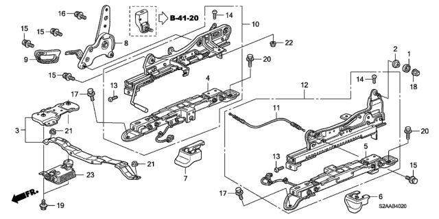 2009 Honda S2000 Adjuster, R. Slide (Inner) Diagram for 81270-S2A-A52