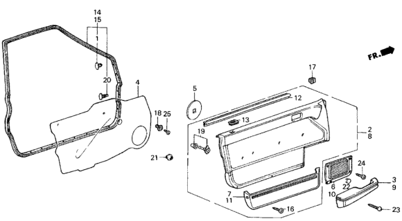 1986 Honda Civic Lid, L. Door Speaker *B49L* (FAIR BLUE) Diagram for 75838-SB4-000ZE