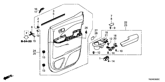 2018 Honda Ridgeline Rear Door Lining Diagram