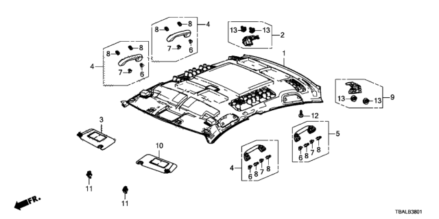 2020 Honda Civic Roof Lining Diagram