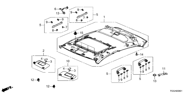 2021 Honda Civic Roof Lining Diagram