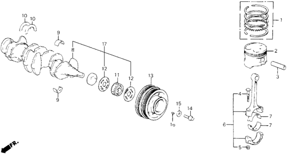 1991 Honda Civic Crankshaft - Piston Diagram