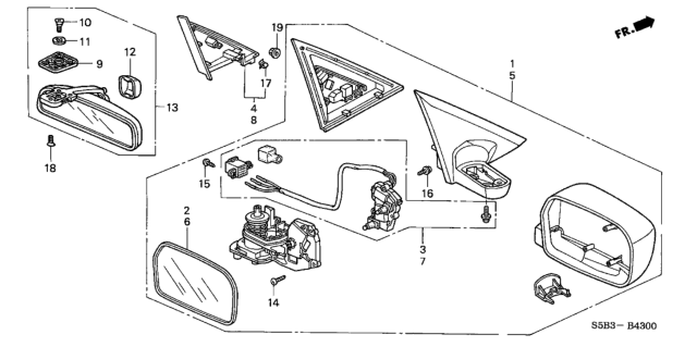 2004 Honda Civic Mirror Assembly, Passenger Side Door (Shoreline Mist Metallic) (R.C.) Diagram for 76200-S5B-A01ZD