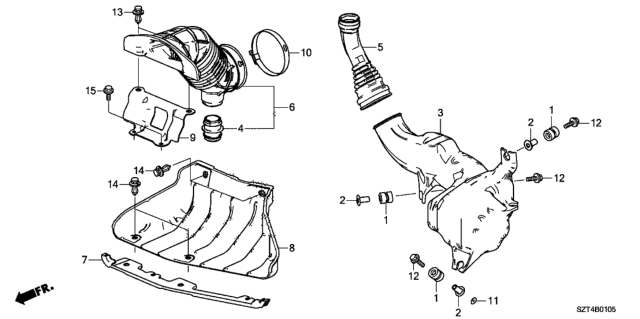 2011 Honda CR-Z Chamber, Resonator Diagram for 17231-RTW-000