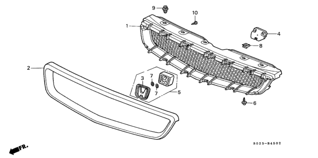 2000 Honda Civic Plate, Emblem (H) Diagram for 75706-S02-A01