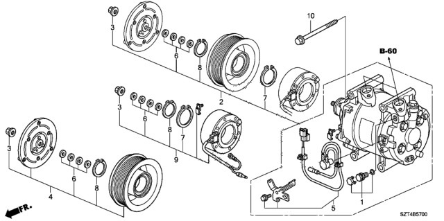 2012 Honda CR-Z A/C Compressor Diagram