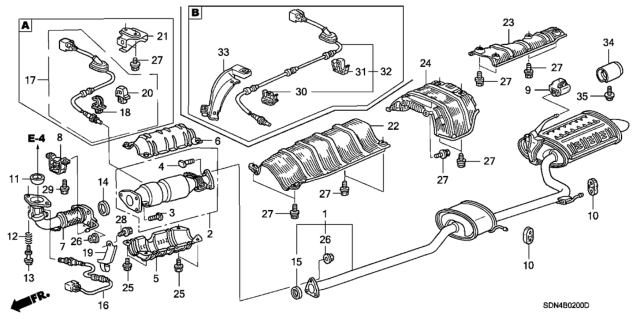 2004 Honda Accord Exhaust Pipe (L4) Diagram