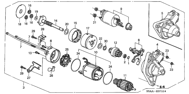 2004 Honda Civic Starter Motor (Denso) Diagram