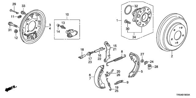 2012 Honda Civic Cylinder Assembly, Rear Wheel Diagram for 43300-SNA-A01