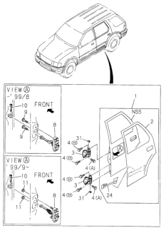 1999 Honda Passport 4 Door 4LX-W KA 5MT Rear Door Diagram
