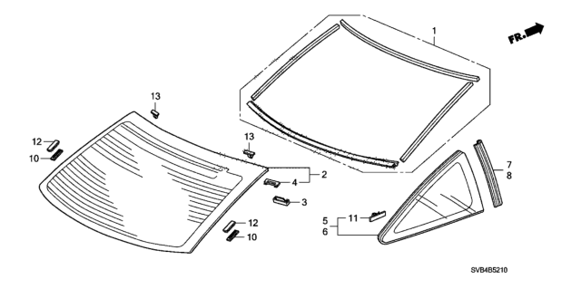 2011 Honda Civic Rear Windshield - Quarter Glass Diagram