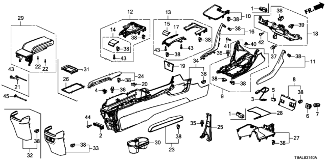 2020 Honda Civic Trim,AT *NH869L* Diagram for 77299-TBA-A01ZA