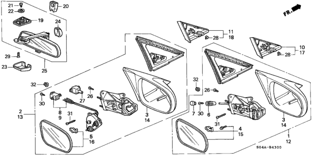 1998 Honda Civic Housing, Passenger Side (Starlight Black Pearl) Diagram for 76201-S01-A25ZK