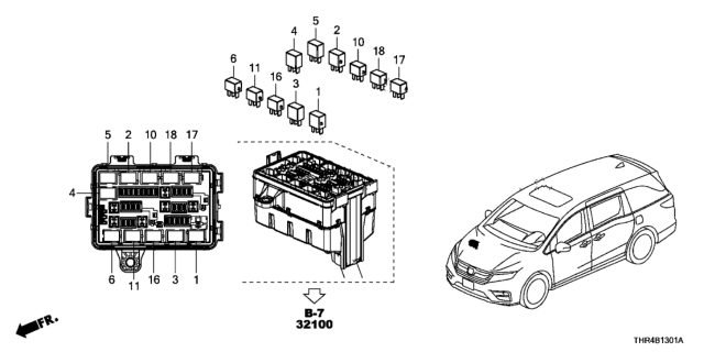 2018 Honda Odyssey 5 Door LX KA 9AT Control Unit (Engine Room) Diagram 2