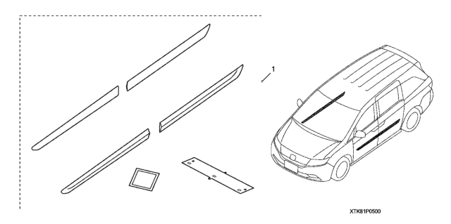 2016 Honda Odyssey 5 Door EXL (LEATHER/RES) KA 6AT Body Side Molding Diagram