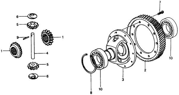 1978 Honda Civic HMT Differential Gear Diagram