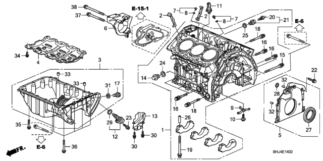 2010 Honda Odyssey Cylinder Block - Oil Pan Diagram