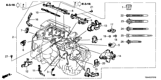 2017 Honda Civic 4 Door LX (AEP ENGINE/6MT) KA 6MT Engine Wire Harness (2.0L) Diagram