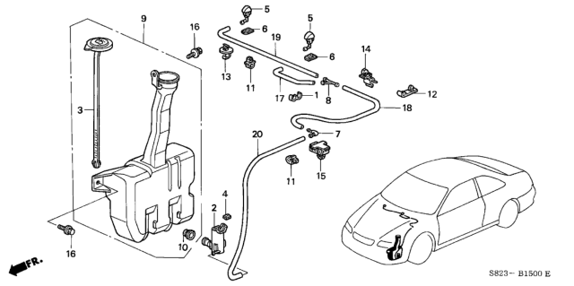 2002 Honda Accord Nozzle Assembly, Windshield Washer (Satin Silver Metallic) Diagram for 76810-S82-C11ZK