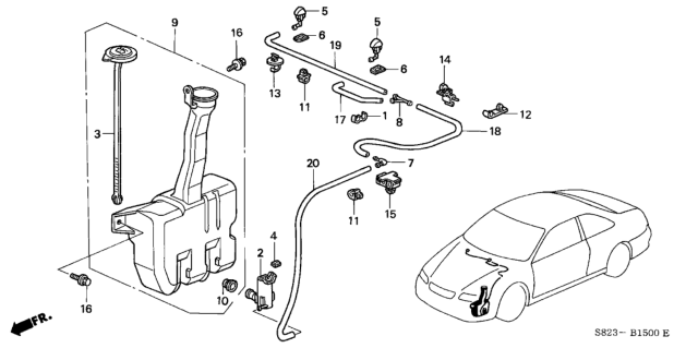 2002 Honda Accord Nozzle Assembly, Windshield Washer (Taffeta White) Diagram for 76810-S82-C11ZA