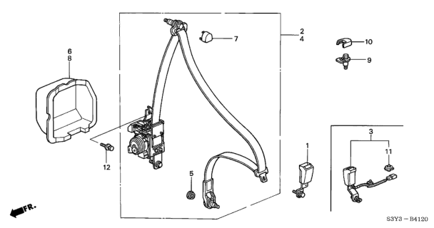 2000 Honda Insight Buckle Set, L. FR. Seat Belt *NH293L* (SEAGULL GRAY) Diagram for 04816-S3Y-A01ZA