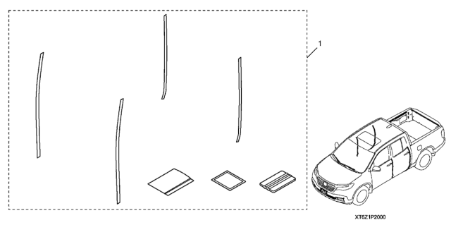 2019 Honda Ridgeline 4 Door RT (2WD) KA 6AT Door Edge Film Diagram