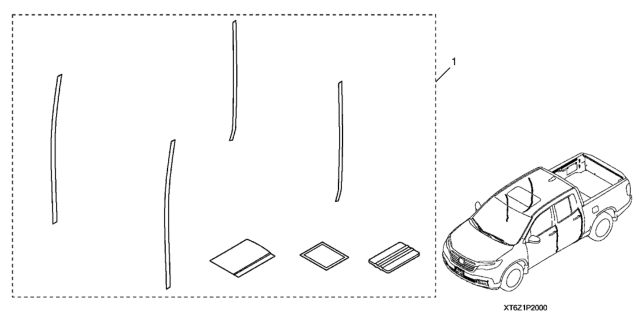 2021 Honda Ridgeline Door Edge Film Diagram