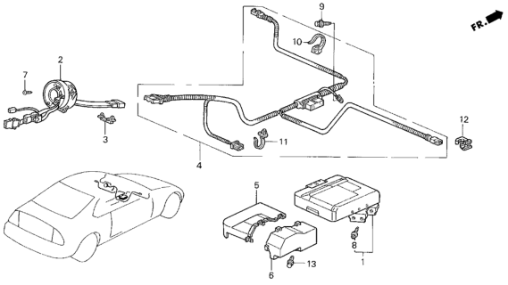 1996 Honda Prelude Wire Harness, SRS Main Diagram for 77961-SS0-A92