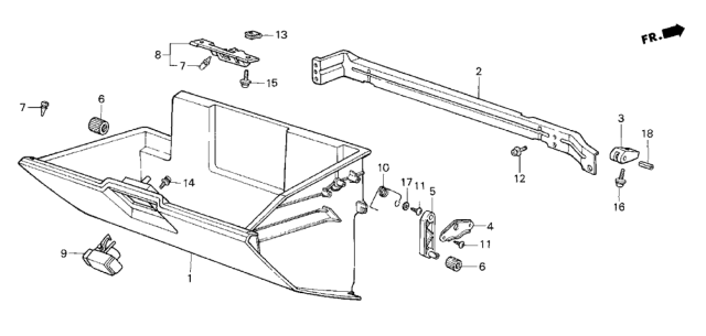 1987 Honda CRX Glove Box Components Diagram