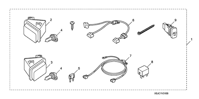 2014 Honda Ridgeline 4 Door RTS KA 5AT Foglights Diagram