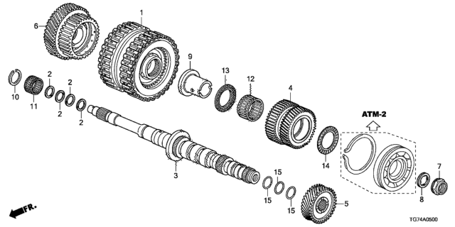 2018 Honda Pilot AT Mainshaft - Clutch (3rd-6th) Diagram