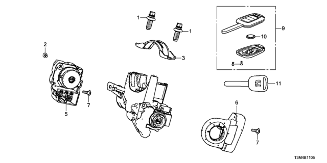 2017 Honda Accord Blank-Key Comp.,I Diagram for 35119-T2A-A00