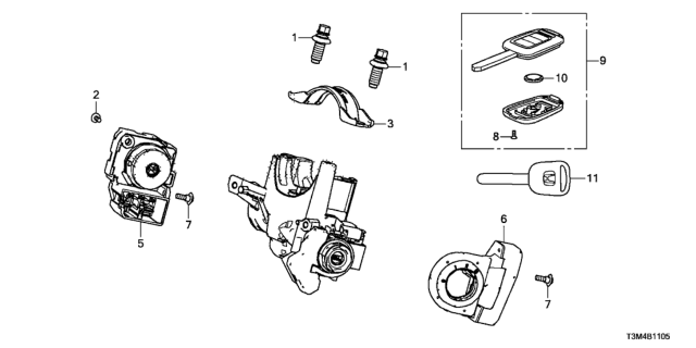 2017 Honda Accord Immobilizer & Keyless Unit Diagram for 39730-T2A-A11