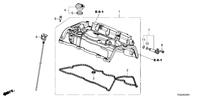 2021 Honda Civic Cylinder Head Cover Diagram