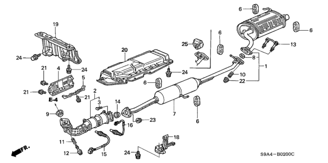 2002 Honda CR-V Pipe B, Exhuast Diagram for 18220-S9A-003
