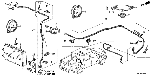 2014 Honda Ridgeline 4 Door RTS KA 5AT Radio Antenna - Speaker Diagram