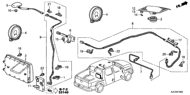 2014 Honda Ridgeline Antenna Assembly, Xm (Modern Steel Metallic) Diagram for 39150-SJC-A11ZS