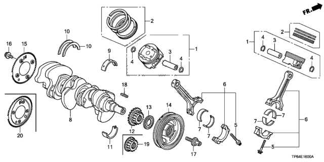 2013 Honda Crosstour Crankshaft - Piston (V6) Diagram