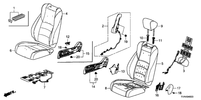 2020 Honda Accord Pad, Right Front Seat-Back Diagram for 81127-TVC-A41