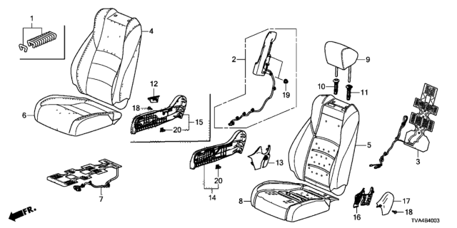 2020 Honda Accord Cover, Right Front Seat Cushion Trim (Platinum Gray) (Leather) Diagram for 81131-TVC-L03ZB