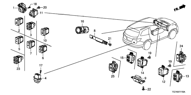 2016 Honda Pilot Switch Assembly, Engine Start & Stop Diagram for 35881-TG7-A03