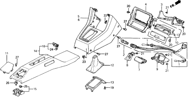 1988 Honda Prelude Ashtray, Front (Outer) Diagram for 77730-SF1-023