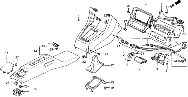 1991 Honda Prelude Console Diagram